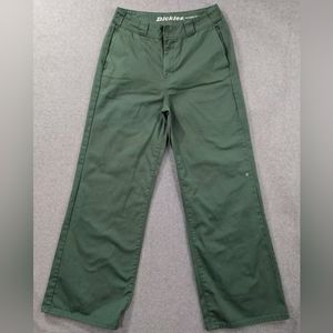 Dickies Pants Womens Size 9 Green Chino Flat Front Worker Wide Leg Skater Y2K
